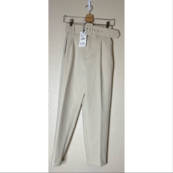 Zara High Waisted Belt Trousers - Picture 5 of 6